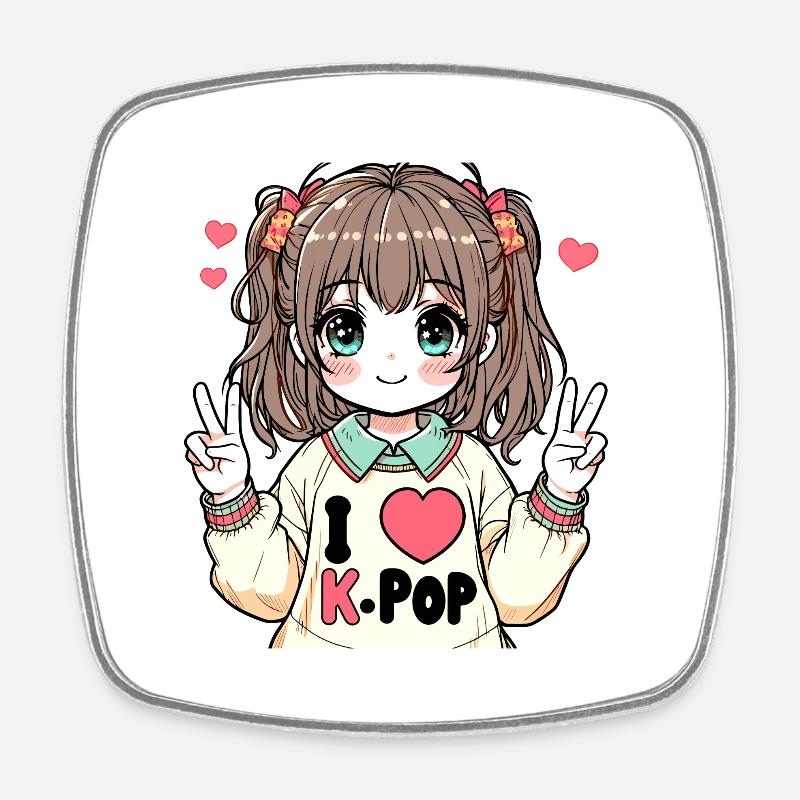 K-pop: I love K-POP - Square fridge magnet - white