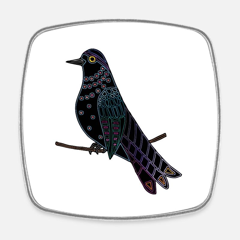 Bunter Vogel - Viereckiger Kühlschrankmagnet - Weiß
