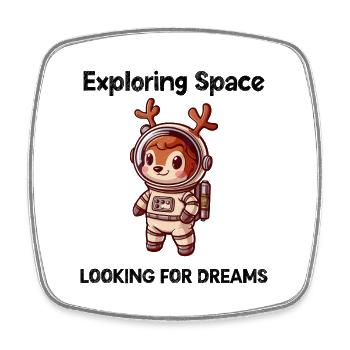 Deer Looking For Dreams Outer Space - Square fridge magnet - white - Front
