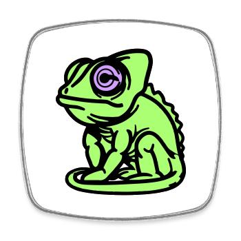 Caméléon - Magnet carré - blanc - Devant