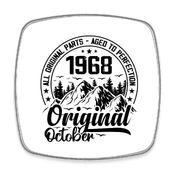 1968 October Original 56 Years Anniversary Gift - Square fridge magnet - white - Front
