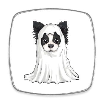 Border Collie Hund Halloween Comic Geist - Viereckiger Kühlschrankmagnet - Weiß - Vorne