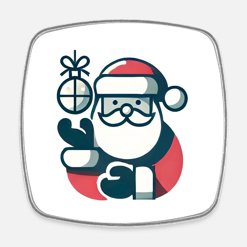 Weihnachtsmann mit Weihnachtskugel - Viereckiger Kühlschrankmagnet - Weiß
