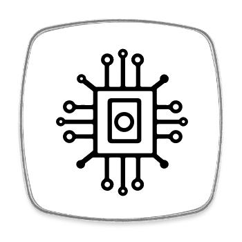 Digital Computer Chip Symbol - Viereckiger Kühlschrankmagnet - Weiß - Vorne