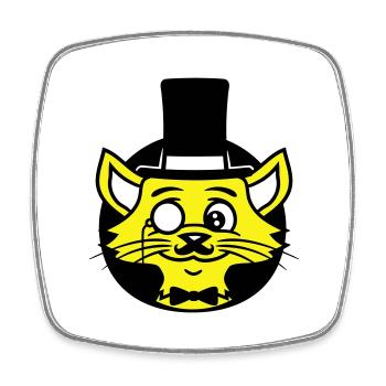 Sir Cat Gentleman Chapeau haut de forme Monocle Rich Gentleman - Magnet carré - blanc - Devant