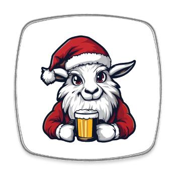 Chèvre de montagne Bière Noël Noël - Magnet carré - blanc - Devant