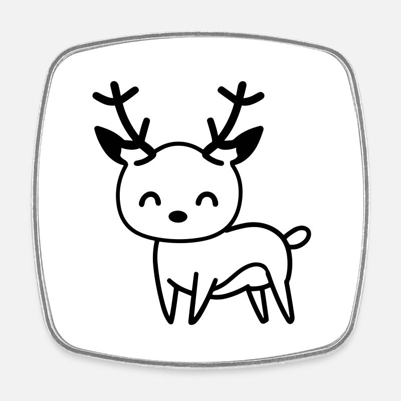 Cerf - Magnet carré - blanc