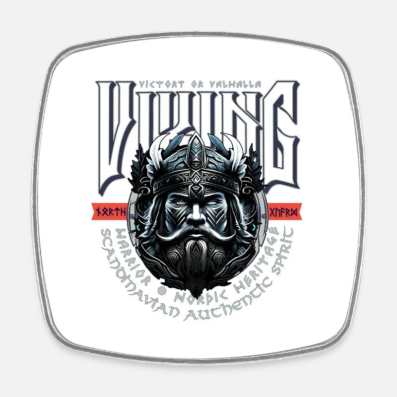 VIKING, VICTORY OR VALHALLA! - Magnet carré - blanc