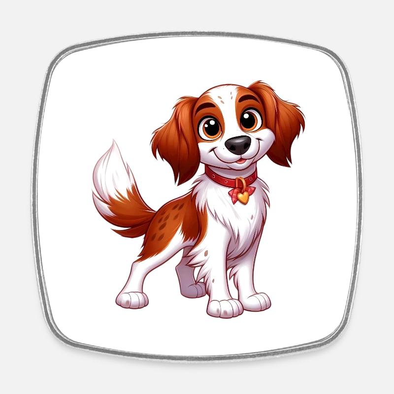 Brittany Spaniel 5 - Square fridge magnet - white