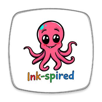 Rosa Oktopus Cartoon stehend mit ausgestreckten Armen - Viereckiger Kühlschrankmagnet - Weiß - Vorne