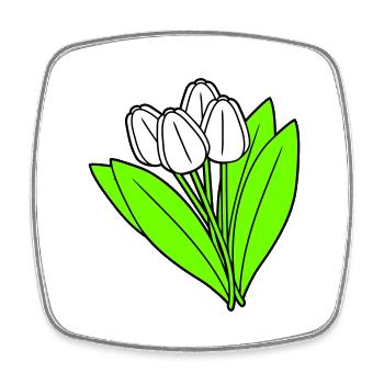 Bouquet de tulipes blanches Printemps Été Fleurs - Magnet carré - blanc - Devant