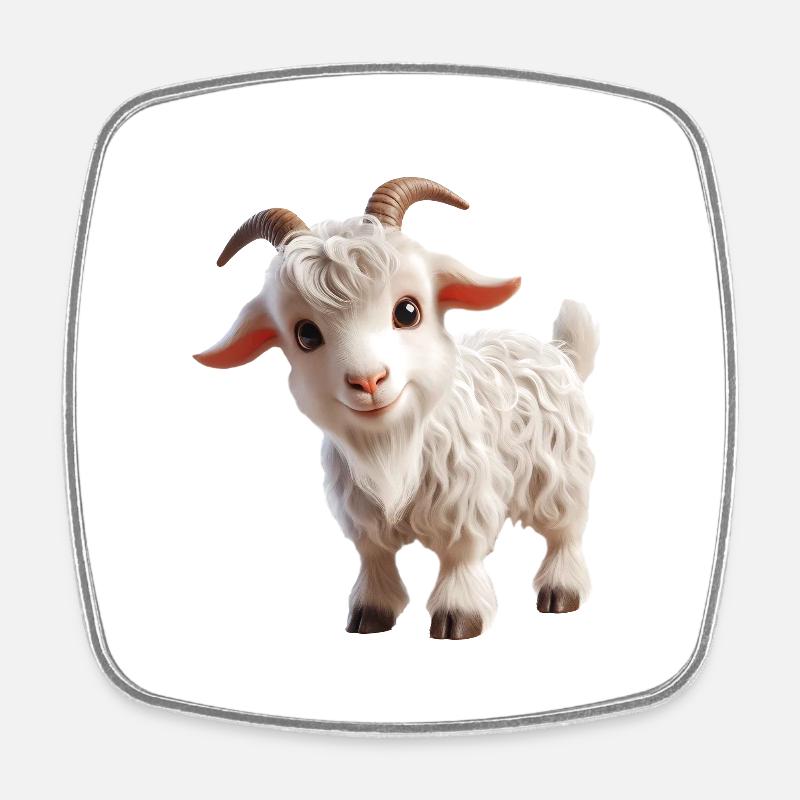 Goat 3 - Square fridge magnet - white