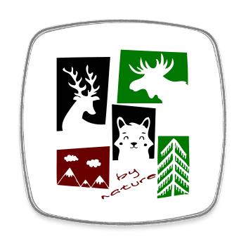 Wald und Hirsche Natur - Viereckiger Kühlschrankmagnet - Weiß - Vorne