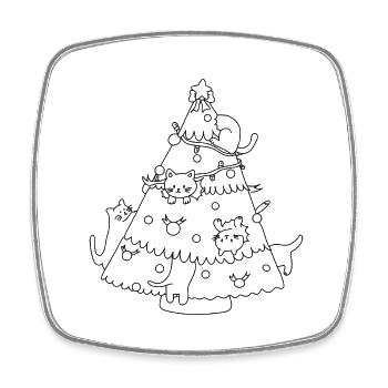 Weihnachtsbaum - Viereckiger Kühlschrankmagnet - Weiß - Vorne