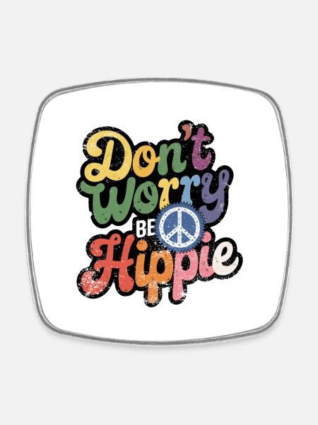 Hippie - Liebe und Frieden - Frieden und Liebe - Viereckiger Kühlschrankmagnet - Weiß