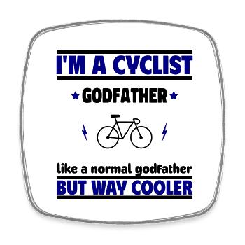 Godfather cyclist: Cooler than a normal godfather - Square fridge magnet - white - Front