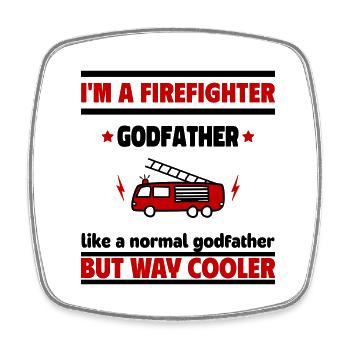 Ich bin ein Patenonkel Feuerwehrmann, viel cooler - Viereckiger Kühlschrankmagnet - Weiß - Vorne