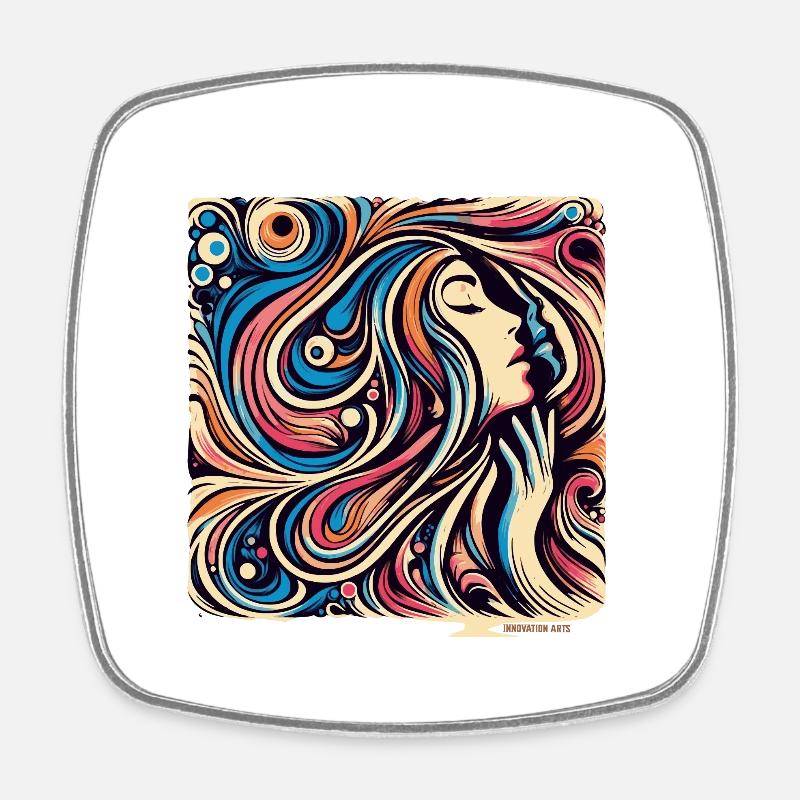 Femme abstraite – Déferlement de couleurs et de lignes fluides - Magnet carré - blanc