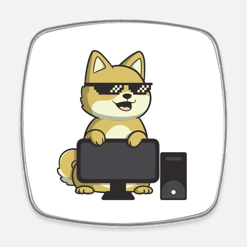 Magic Degen - Computer - Square fridge magnet - white