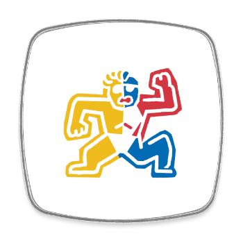 Action and wrestling look - Square fridge magnet - white - Front