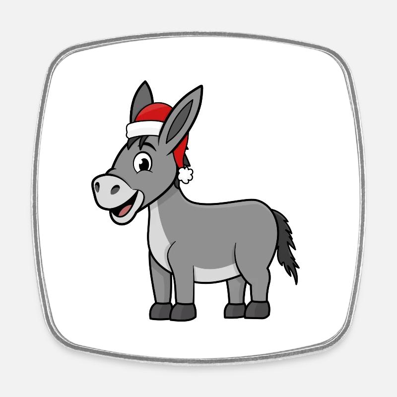 Christmas donkey - Square fridge magnet - white