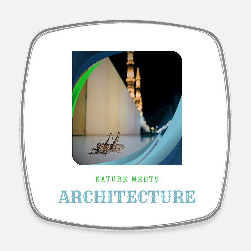 Nature Meets Architecture - Square fridge magnet - white