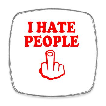 I hate people - Square fridge magnet - white - Front