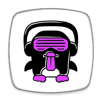 Party DJ Penguin Headphones Sunglasses Naughty Cool - Square fridge magnet - white - Front