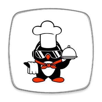 Penguin Chef Chef Chef Hat Cooking Sunglasses - Square fridge magnet - white - Front