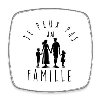 Ich kann nicht, ich habe Familie. - Viereckiger Kühlschrankmagnet - Weiß - Vorne