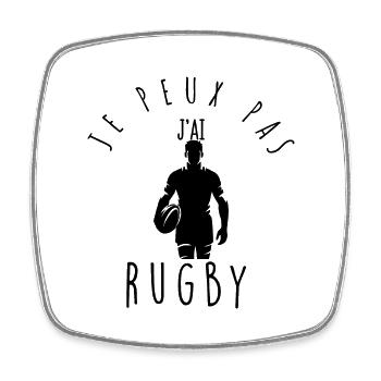 Je peux pas, j'ai rugby. - Magnet carré - blanc - Devant