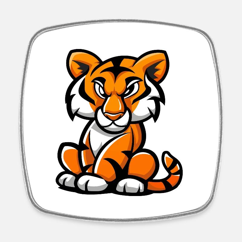Tiger Comic - Viereckiger Kühlschrankmagnet - Weiß