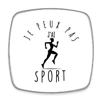 Ich kann nicht, ich habe Sport. - Viereckiger Kühlschrankmagnet - Weiß - Vorne