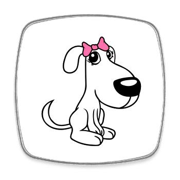 Dog Sitting Little Pretty Lady Bow Female - Square fridge magnet - white - Front