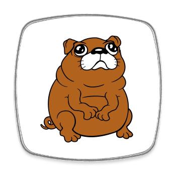 Pug dog sits small begging dick looks sad - Square fridge magnet - white - Front