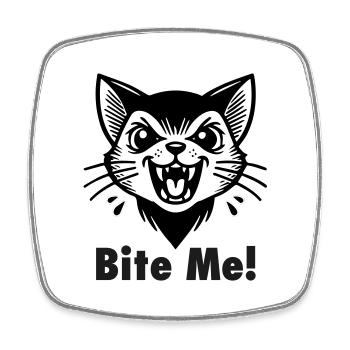Gothic Vampire Cat - "Bite Me!" Design - Square fridge magnet - white - Front