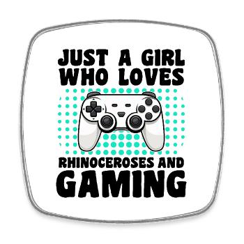 Gamer und Rhinoceros: Videospiele und Macht - Viereckiger Kühlschrankmagnet - Weiß - Vorne