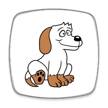 chien assis mignon petit chiot heureux animal de compagnie - Magnet carré - blanc - Devant