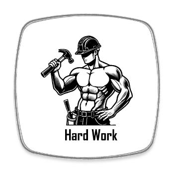 Topless construction worker - Hard Work Design - Square fridge magnet - white - Front