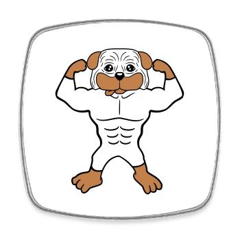 Chien Bodybuilder Muscles forts Gym Haltérophilie - Magnet carré - blanc - Devant