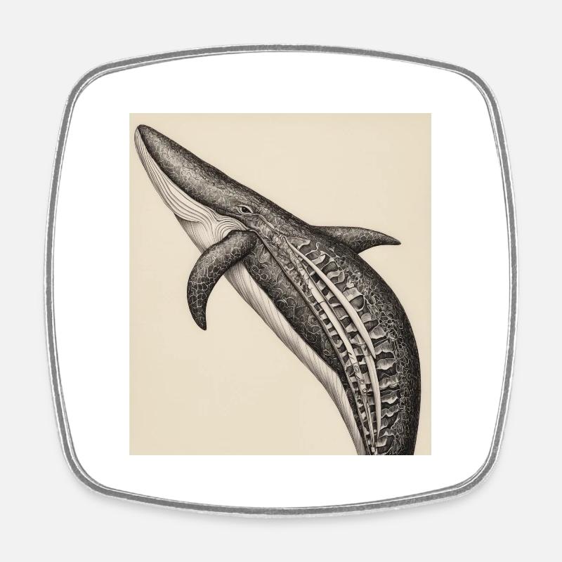 Whale anatomy - Square fridge magnet - white