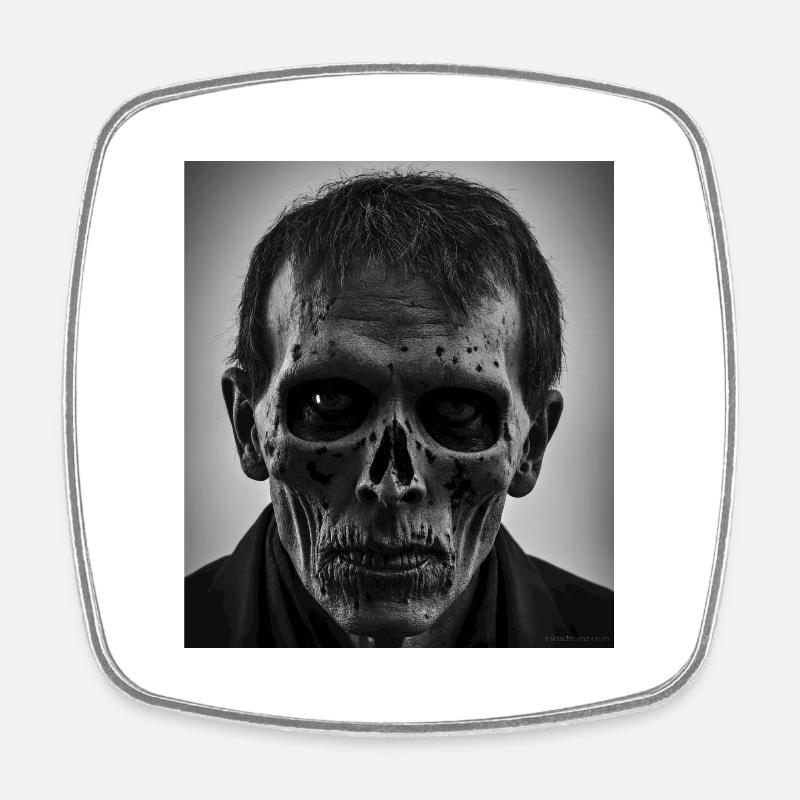 Visage de zombie - Magnet carré - blanc