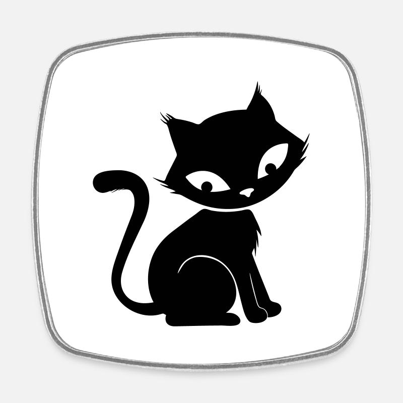 Chat mignon - Magnet carré - blanc