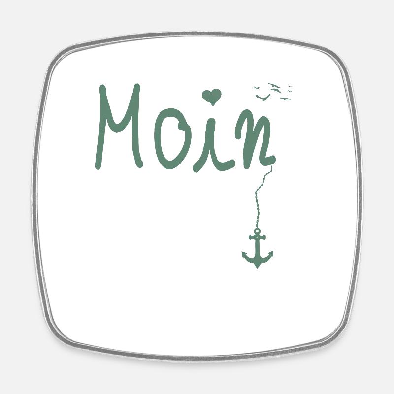 Moin Begrüßung Moin mit Möwe - Viereckiger Kühlschrankmagnet - Weiß