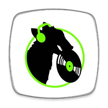 Hund DJ Musik Auflegen Club Disko Schallplatte Fun - Viereckiger Kühlschrankmagnet - Weiß - Vorne