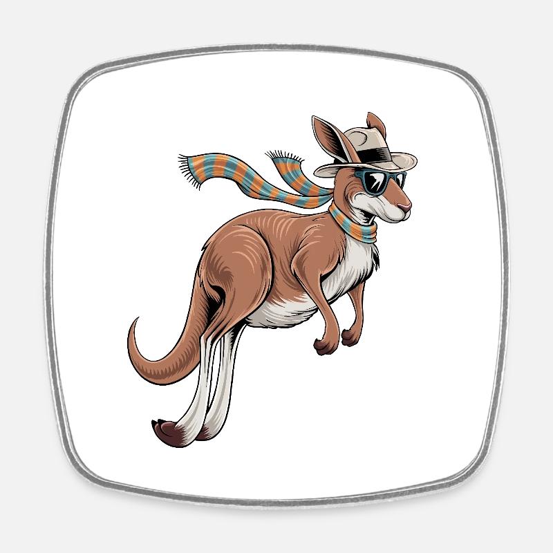Stylish Kangaroo - Square fridge magnet - white