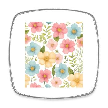 Floral pattern - Square fridge magnet - white - Front