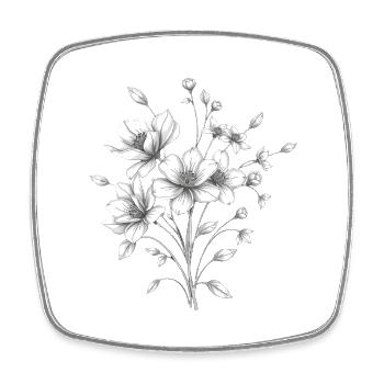 Elegante Blumen – Handgezeichnete Kunst - Viereckiger Kühlschrankmagnet - Weiß - Vorne
