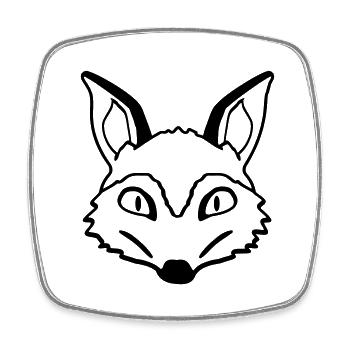 Renard Mauvais œil Dangereux Fou Animal sauvage - Magnet carré - blanc - Devant
