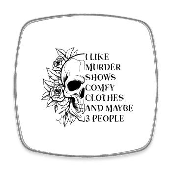 Comfy Crime Lover Skull - Viereckiger Kühlschrankmagnet - Weiß - Vorne